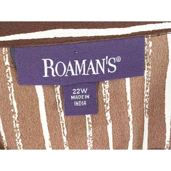 ROMAN’S Plus Size 22W Button Down Shirt Tunic Stripes Designer Fashion Women - Picture 3 of 7